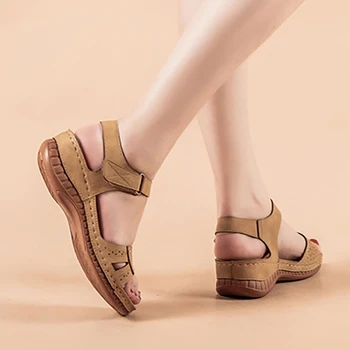 Vara Femei Retro Sandale Wedge Cârlig&bucla Doamnelor Apartamente de Cusut Platformă Feminin Open Toe Sandale Casual Plus Dimensiunea Femei Pantofi