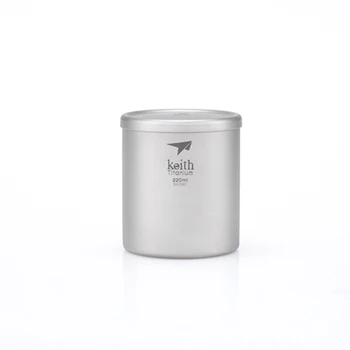Keith 220ml Cupa Titan perete Dublu Cana Cu Capac Sticlă de Apă Fără Scară Bacteriostatic Drinkware Cani de Camping Drumetii Ti3301
