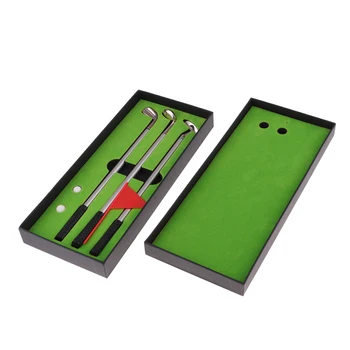 Golf Set Pix Desktop Mini Golf Ball Pen Set Cadou cu Steagul Verde 2 Bile Cluburi de Modele de Pixuri de Stocare de Caz