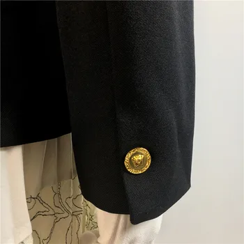 Toamna Iarna Noua Moda 2020 Pista Femei Hollow Out Ochiurilor Îmbinat Jachete Complet Maneca Butoanele de Pin Negru Blazer Îmbrăcăminte exterioară