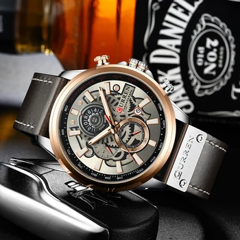 NOUĂ Bărbați Ceasuri de Brand CURREN Creatoare de Moda Cuarț Cronograf Ceas Curea din Piele Lumious Mâinile Ceas rezistent la apa