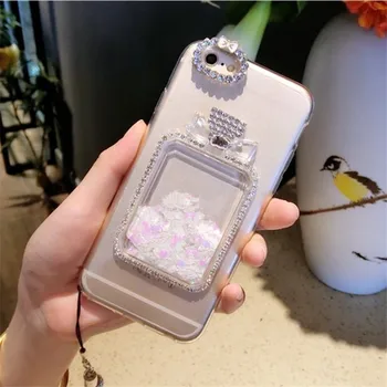 Bling Sticla de Parfum Dinamic Lichid nisipuri Mișcătoare Transparent Caz Telefon Moale Pentru iphone11 12 Pro MAX 6 6S 7 8 Plus X XR Xs Max Cazul