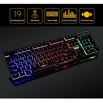 Coolcold prin cablu usb tastatură mecanică sentiment 104 taste tastatură de gaming impermeabilă cu iluminare din spate teclado mecanico