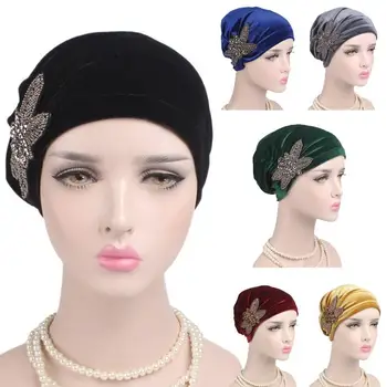 Femei Catifea Turbanul Musulman Beanie Hat Chimioterapie Cancer de Cap Doamnelor Musulman Interior Capace Pierderea Parului Islamic Pălării de Moda Arabe articole pentru acoperirea capului