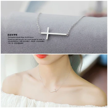Fierbinte de vânzare Coreea de 925 Sterling de argint colier pentru Femei de Moda de Nuntă Simplă Cruce Pandantiv Colier bijuterii Accesorii cadou