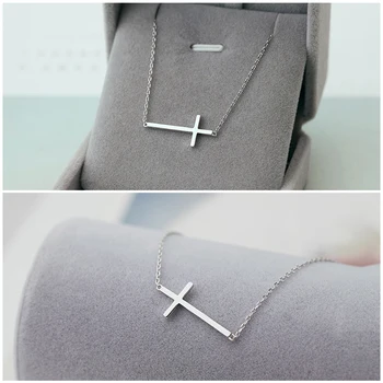 Fierbinte de vânzare Coreea de 925 Sterling de argint colier pentru Femei de Moda de Nuntă Simplă Cruce Pandantiv Colier bijuterii Accesorii cadou