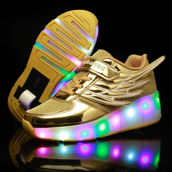 Copiii Luminos Pantofi cu roți de pantofi cu led copii stralucitoare Adidas Sport copii pantofi de skate role fete baieti led light up Pantofi