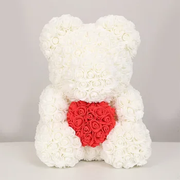 40CM Inima de Dragoste a Crescut de Urs Flori Artificiale Spumă de Săpun Floare Trandafir Panda Cadouri de Craciun pentru Femei, Cadou de Ziua Îndrăgostiților