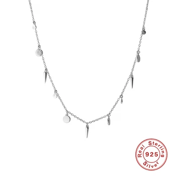 CANNER Argint 925 Simplu Rundă de Dimensiune Brand Nit Pliere Stil Clavicula Lanț de Argint Cravată Coliere Bijuterii Collares