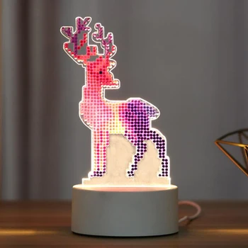 DIY Animale Desene animate LED Diamond Pictura Lumina de Noapte Lampă Specială în Formă de Burghiu cu Diamant Broderie Cusatura Cruce de Lumină Lampă