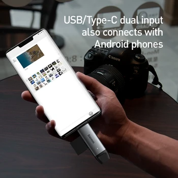 Baseus 2 in 1 Card Reader USB 3.0 &USB de Tip C pentru SD, Micro SD TF Card Reader Adaptor OTG Smart Memorie Microsd Cardreader Pentru iPad