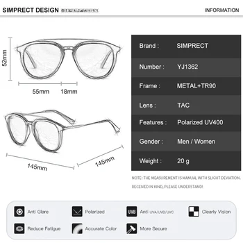 SIMPRECT 2021 TR90 Polarizat ochelari de Soare Barbati Anti-orbire Retro Rotund ochelari de Soare pentru Femei Brand de Moda permis de Ochelari de Soare Pentru Barbati