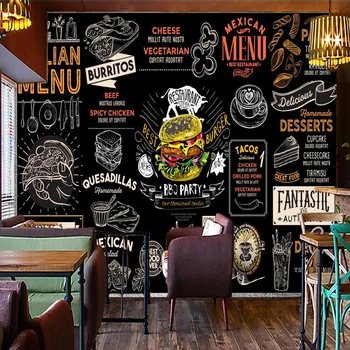 Foto personalizat de Hârtie de Perete 3D Hamburger, Pizza Vest Restaurant Fast-Food, cafenea Tapet de Fundal Murală Papel De Parede