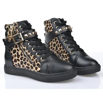 Panza nit Ghete Albe, Înăuntru-i Leopardul de Mare Sus Pantofi de Agrement Femeie Fermoar Metalic Floare Adidași Glezna Cizme pentru Femei
