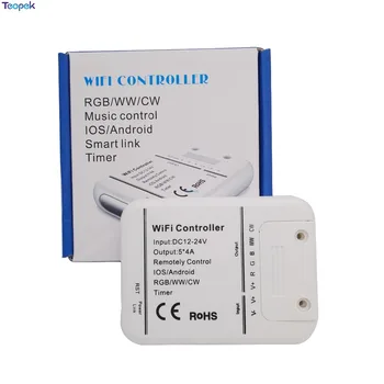 Magia Acasa 5 Canale Wifi RGB/CW/WW Controler cu LED-uri 16 milioane de culori DC12-24V 20A Smartphone controla muzica și modul timer