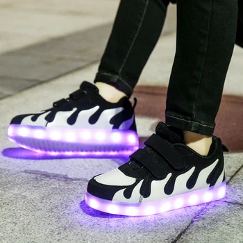 2019 Nouă Lumină LED Adidasi Copii Stralucitoare Copiii se Aprinde Pantofi Luminoase de Încărcare USB Luminos Pantofi Sport Baieti Fete Apartamente