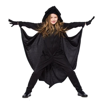 Copii Unisex Halloween Zbor Bat Cosplay Costum De Pluș Cu Gluga, Salopeta Salopetă