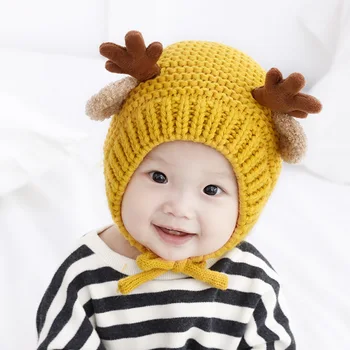 Doit 1 la 4 Ani pălărie de Iarnă pentru copil căciuli Mici coarne tricotate Copil Beanie palarie cald copii fete Earflap capace