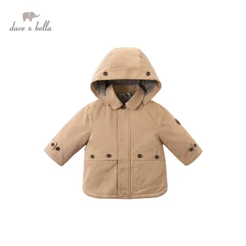 DB14879 dave bella iarna baieti moda solid detașabil haina cu gluga pentru copii topuri infant toddler îmbrăcăminte exterioară