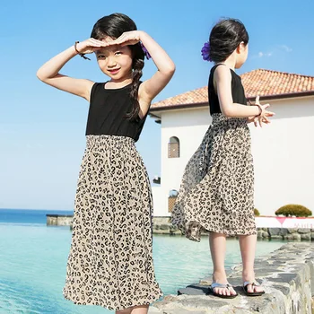 Sifon Negre copii rochii pentru fete de vară pe plajă maxi sundress pentru 6 8 10 12 14 ani fete mari boho dress 2019 haine pentru copii