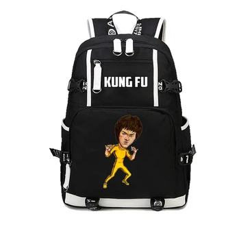 China Kung Fu de Imprimare de Desene animate Panza Rucsac Bruce Lee Rucsac Pentru adolescenti Student bookbag Umăr geanta Laptop Rucsac