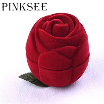 PINKSEE Trandafir Roșu Inel de Logodna, Cercei Suvenir Pandantive Bijuterii Cutie de Cadou Recipient Pentru Inel de Nunta Cadou de Ziua Îndrăgostiților