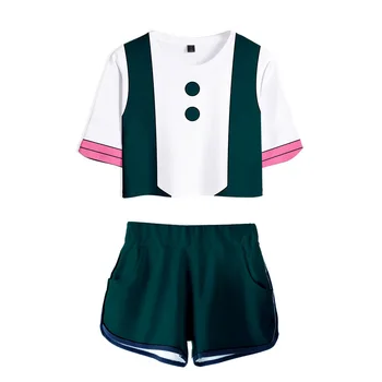 Anime Eroul Meu mediul Academic Cosplay Două Seturi de Piese Sexy Femei T Shirt pantaloni Scurți Meu Boku No Hero Academia de sport uniformă Trening Fete