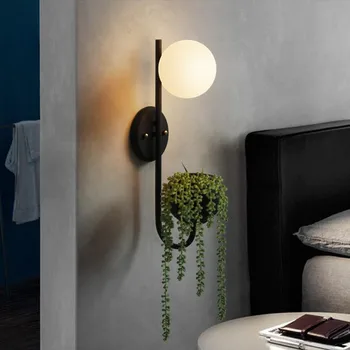 Noul Designer Retro BedroomGlass Mingea a Plantelor a CONDUS Lampă de Perete Nordic Noptiera Restaurant Oglindă de Perete Corpuri de Iluminat Transport Gratuit