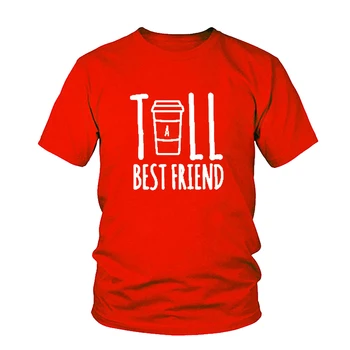 Drăguț cel Mai bun Prieten Înalt Și Scurt, Potrivire T-Shirt BFF Tricou Femei Pentru Iubitorii de Cafea Tricou Femeie din Bumbac Marimea S-3XL