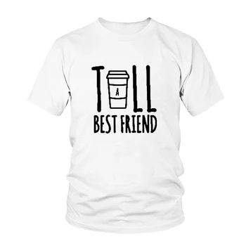 Drăguț cel Mai bun Prieten Înalt Și Scurt, Potrivire T-Shirt BFF Tricou Femei Pentru Iubitorii de Cafea Tricou Femeie din Bumbac Marimea S-3XL