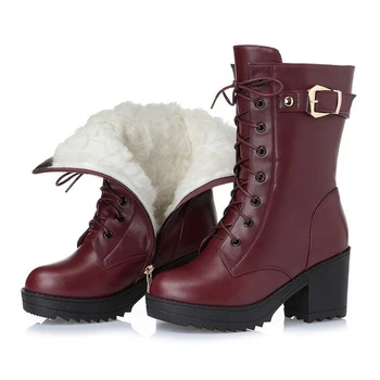 Cu toc din piele femei cizme de iarna groase de lână cald femei cizme Militare de înaltă calitate femei cizme de zăpadă K25