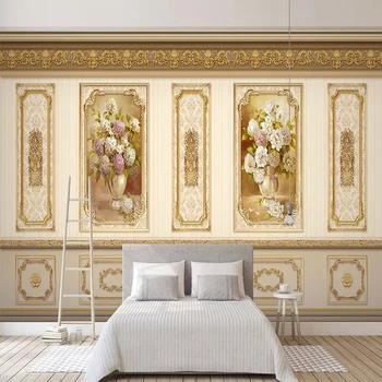 Foto personalizat Tapet 3D Stereo Pastorală Flori de Aur picturi Murale TV Camera de zi Canapea Home Decor Fundal pentru Perete Pictura de Fresce