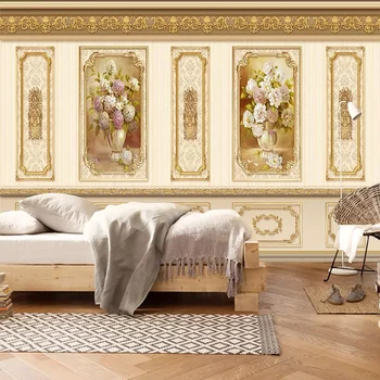 Foto personalizat Tapet 3D Stereo Pastorală Flori de Aur picturi Murale TV Camera de zi Canapea Home Decor Fundal pentru Perete Pictura de Fresce