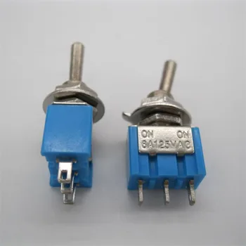 10pc/LOT Albastru Mini Comutator MTS-102 3-Pin SPDT PE 6A 125VAC Miniatură Comutatoare+10buc Capac rezistent la apa