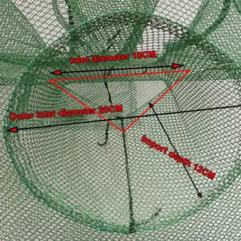 Pliere Automata Cușcă De Pescuit Pătrat Verde Plasă De Pescuit De Pescuit Creveți Mână Arunca Net Loach Cușcă 5 / 9 / 21 Găuri