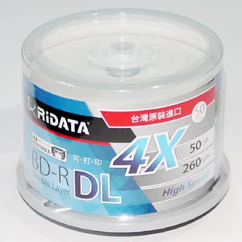 50 bucăți/o RIDATA/Ritek cutie Un+ de calitate Gol Inkjet Printabile Blu Ray DL 2-8x Dual Layer 50GB BD Disc DL original cutie de tort