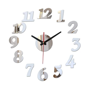 Noi 3d diy acril oglindă autocolante ceas ceasuri de perete horloge decorative de mari dimensiuni camera de zi cuarț ac