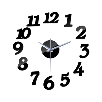 Noi 3d diy acril oglindă autocolante ceas ceasuri de perete horloge decorative de mari dimensiuni camera de zi cuarț ac