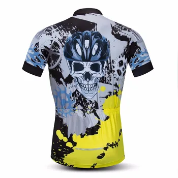 2019 bărbați Ciclism Jersey cu Bicicleta Tricouri drum MTB biciclete Haine de vară Maillot Ropa Ciclismo Curse topuri tricouri de sex masculin craniu Galben