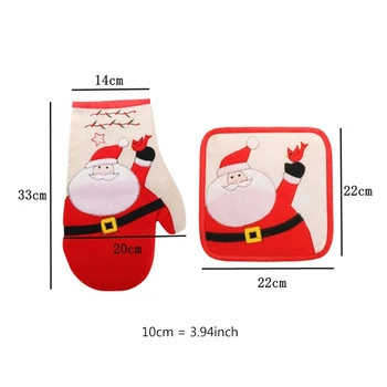 2 buc/set Decor de Crăciun cuptor cu Microunde Mănușă Mănuși de Bucătărie Potholder Mat Izolare Pad pentru GRATAR, Cuptor de Copt, Gătit