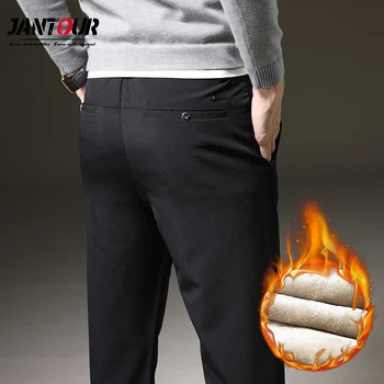 2020 Iarna Noi Fleece Pantaloni Lungi Barbati Business Casual Pantaloni De Moda De Bumbac Slim Fit Omul De Brand De Înaltă Calitate Mens Pantaloni 28-40