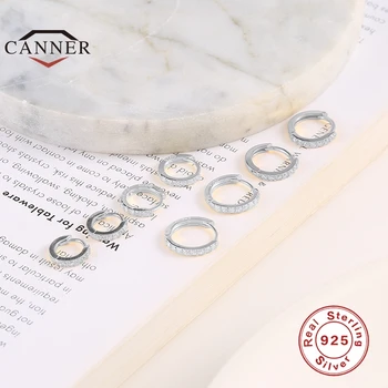 CANNER 6/7/8/9mm Real Argint 925 Placat Hoop Cercei pentru Femei Mark Cercel Piercing Cercei Bijuterii Pendientes