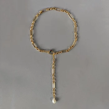 Moda lung pearl pandantiv lanț pulover stil punk aur-culoare cupru aliaj lanț de bijuterii cadou pentru prietenii accesorii 2020 nou