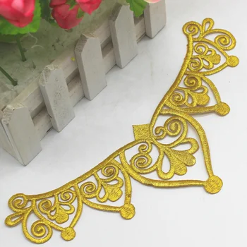 YACKALASI Aur Appliqued Fier Pe Royal Crown Diy Ornamente Strălucitoare Metalice Patch-uri Brodate cu Aur Și Argint 22cm*8cm