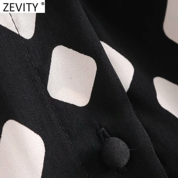 Zevity Noi Femei Vintage imprimeu Geometric Casual Kimono Rochie Midi Doamnelor Felinar Retro cu Maneci din Dantela-Up Chic Partid Vestido DS4759