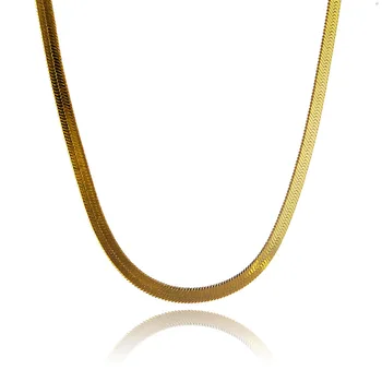 De înaltă Calitate cu Aur de 24K Culoare Placat cu Coliere Imitație de Aur Plat Șarpe Lanț Coliere Bijuterii en-Gros