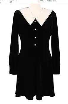 2020 Elegante Rochii Negre Din Dantela Alba Femei Coreea Stil Design Temperament Lady Slim O Linie De Petrecere Drăguț Little Black Dress 12021