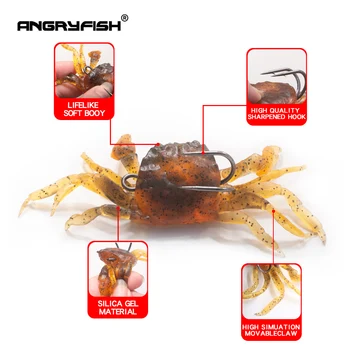 Angryfish de 34,5 g Crab Nada se Scufunda Jig Duce Momeală de Pescuit 113mm Silicon Moale de Pescuit din Cauciuc din material Plastic Artificial Cu Dublu Cârlig