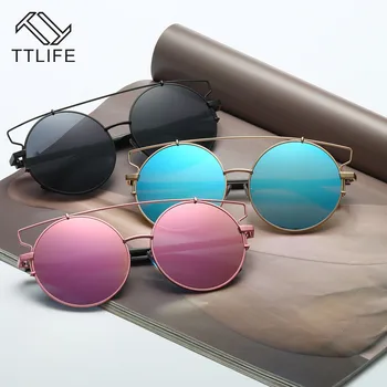 TTLIFE Supradimensionate Cadru Rotund ochelari de Soare Femei Vintage din Metal Cadru plin de culoare Lentila Umbra Ochelari de Soare UV400 Ochelari de Gafas De Sol