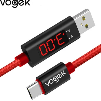 Vogek 3A Digital cu LED-uri USB de Tip C Cablu Micro USB pentru xiaomi, Huawei Încărcare Rapidă USB-C prin Cablu de Nailon Cablu de Telefon Mobil